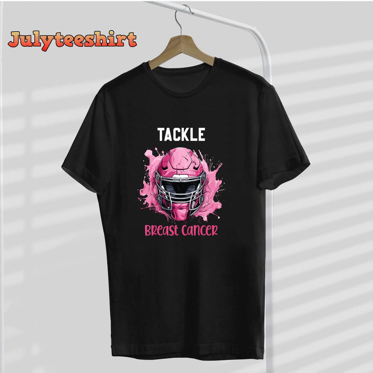 Tackle Breast Cancer Awareness Pink Ribbon Football Boy Kids T-Shirt