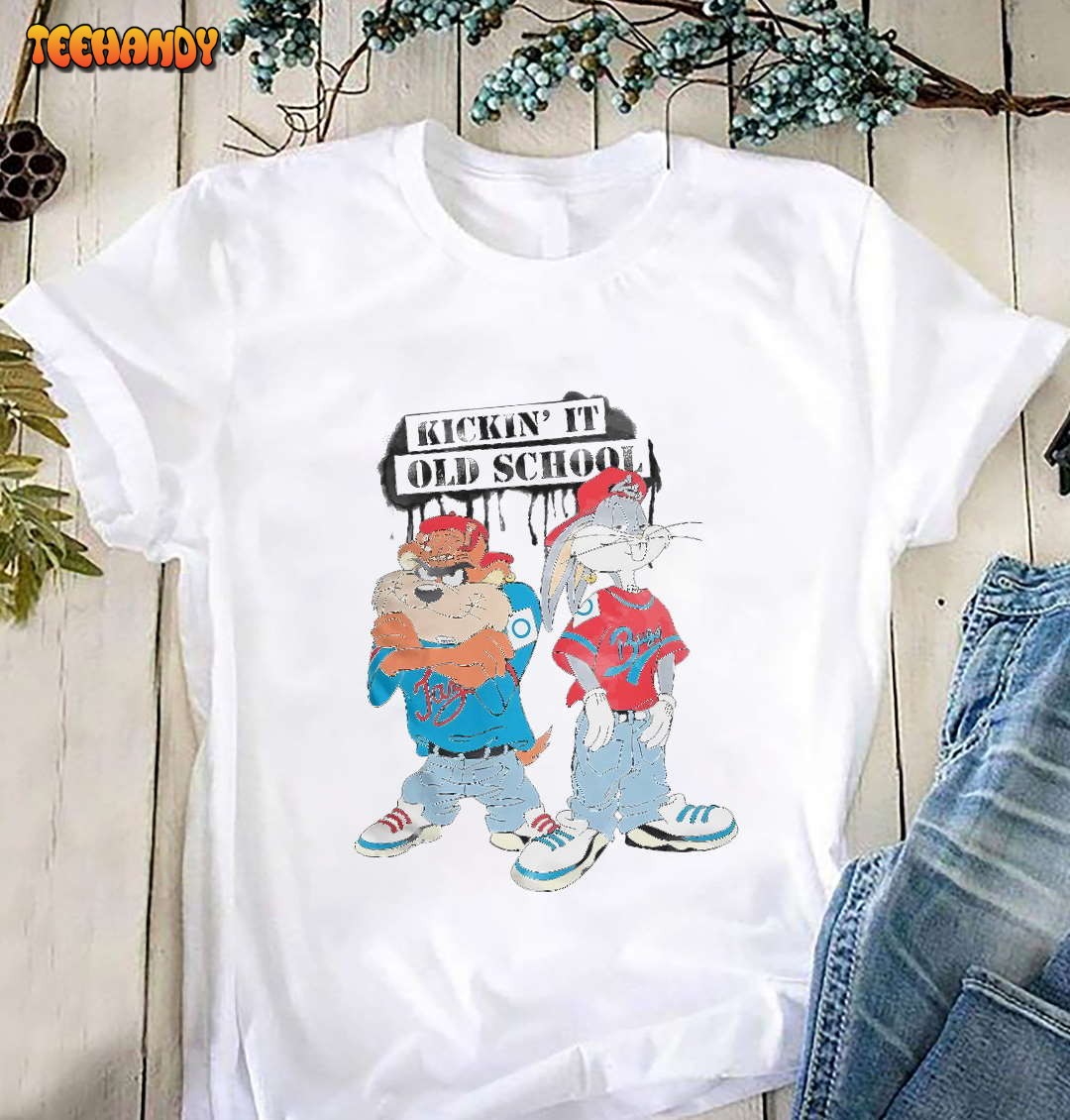 Taz & Bugs Bunny Kickin’ It Old School T-Shirt, Funny Taz Shirt