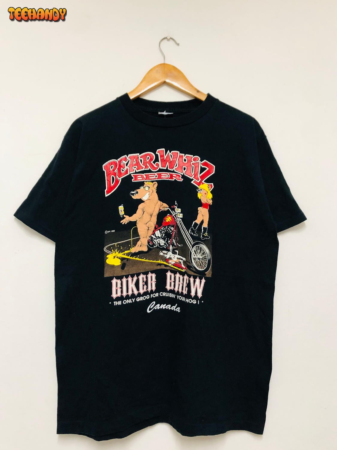 Vintage Original 90s Bearwhiz 1990 Biker Brew T-Shirt