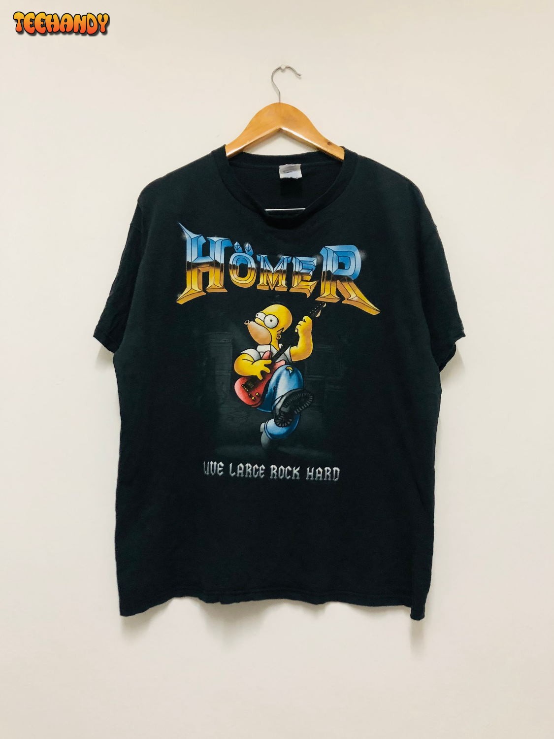 Vintage Y2K Bart Simpson Homer Live Large Rock Hard T-Shirt