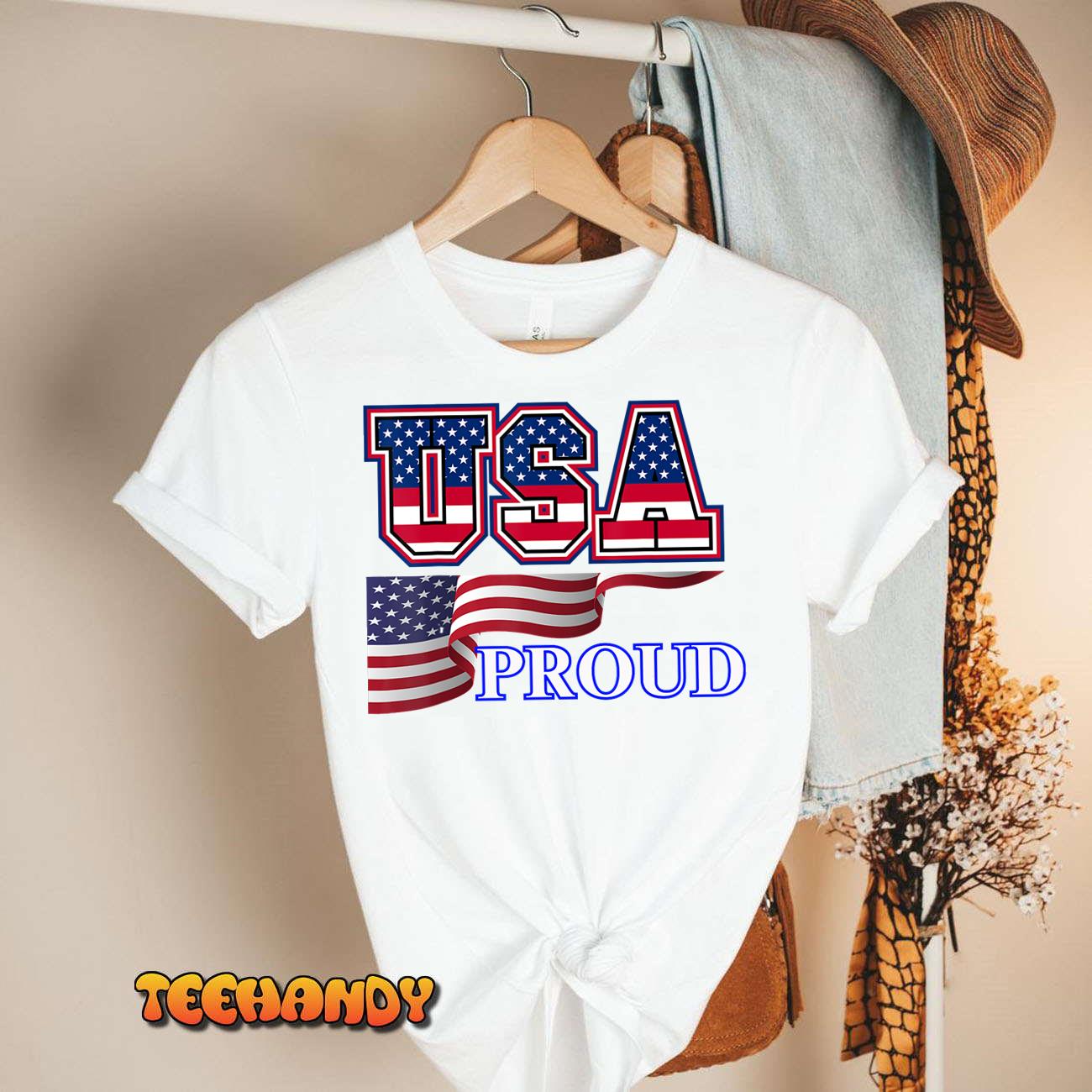 Adult USA Proud National American Flag Pride Men And Women T-Shirt