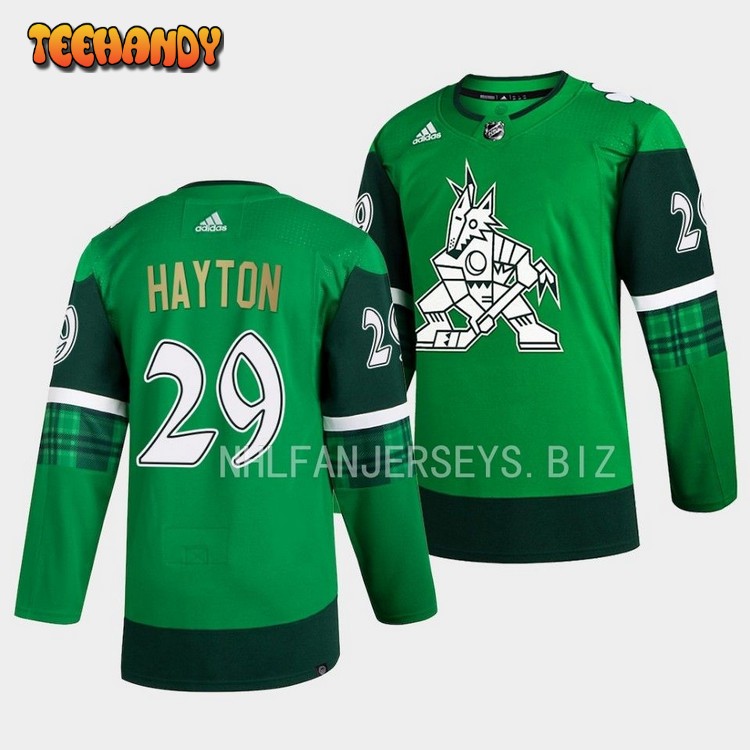 Arizona Coyotes Barrett Hayton 2023 St. Patricks Day Green Jersey
