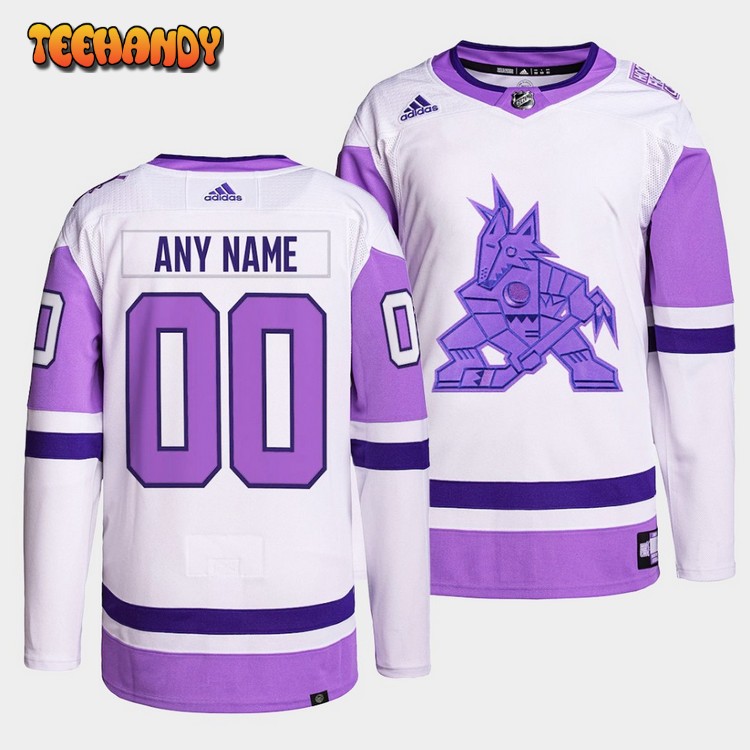 Arizona Coyotes Custom HockeyFightsCancer White Purple Jersey