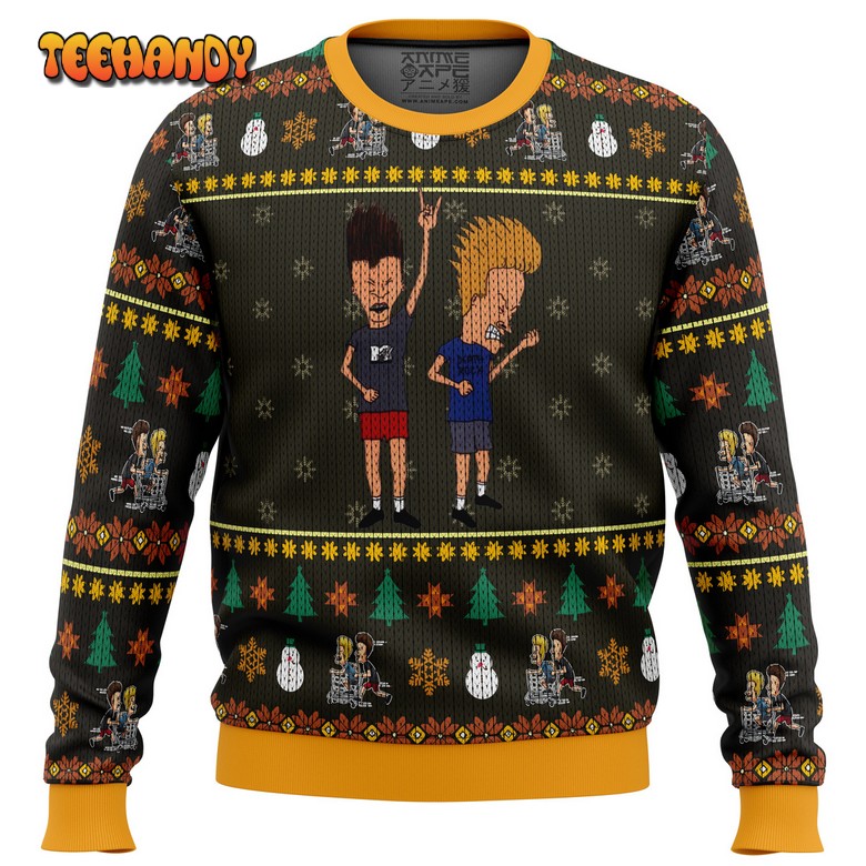 Beavis and Butthead Rock On Ugly Christmas Sweater