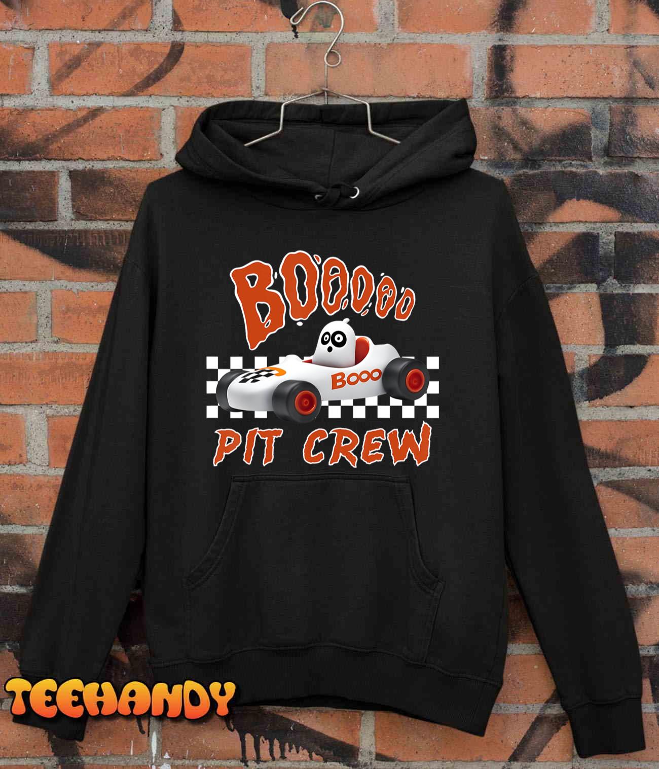 Boo Ghost Pit Crew Racing Halloween Matching Race Car Party T-Shirt