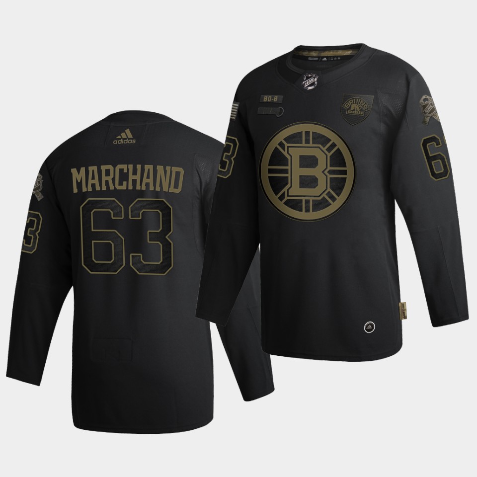 Boston Bruins Brad Marchand 2020 Veterans Day Black Jersey