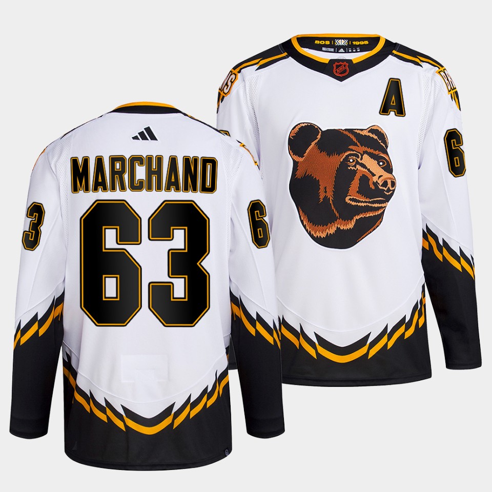 Boston Bruins Brad Marchand 2022 Reverse Retro 2.0 White Primegreen Jersey