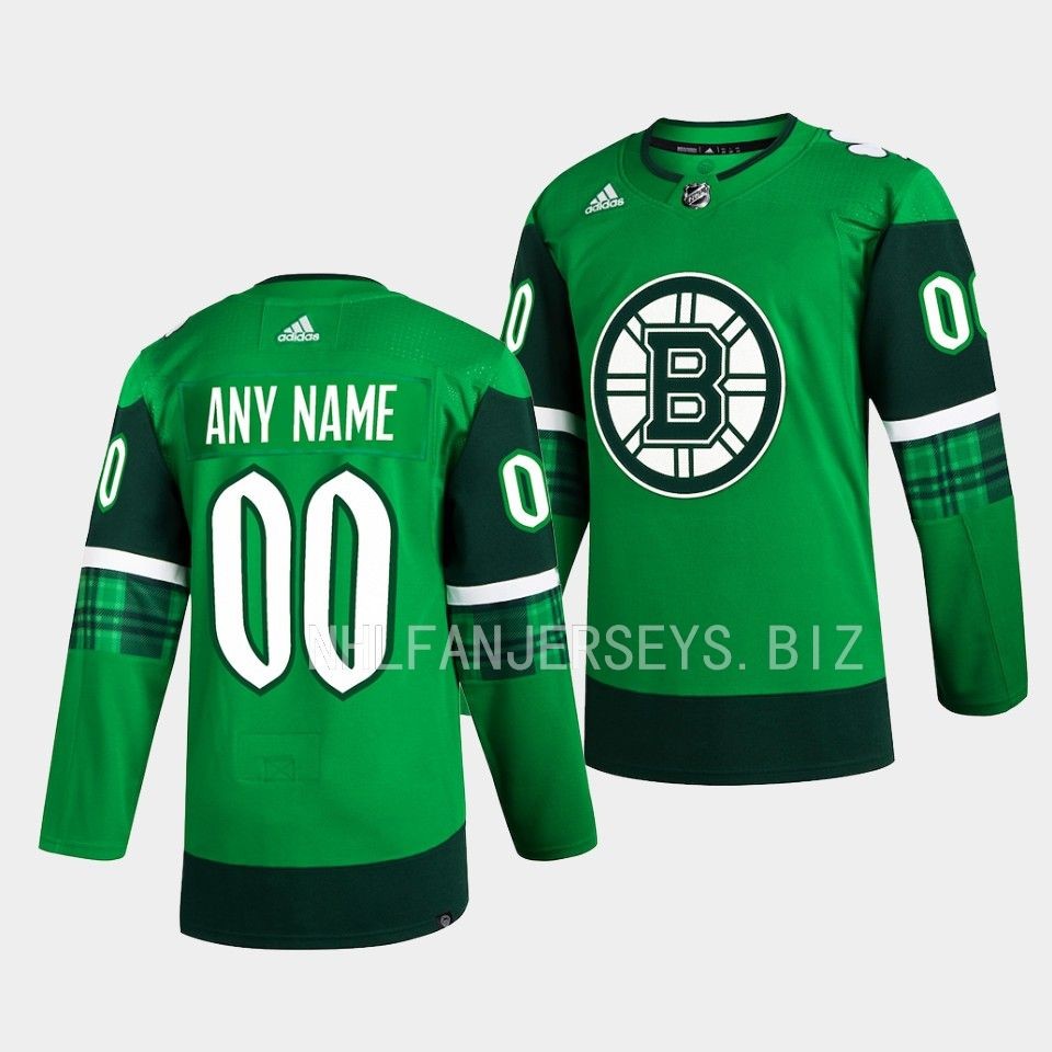 Boston Bruins Custom 2023 St. Patricks Day Green Jersey