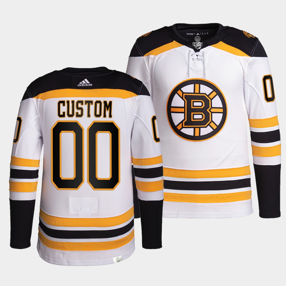 Boston Bruins Custom Away White Jersey