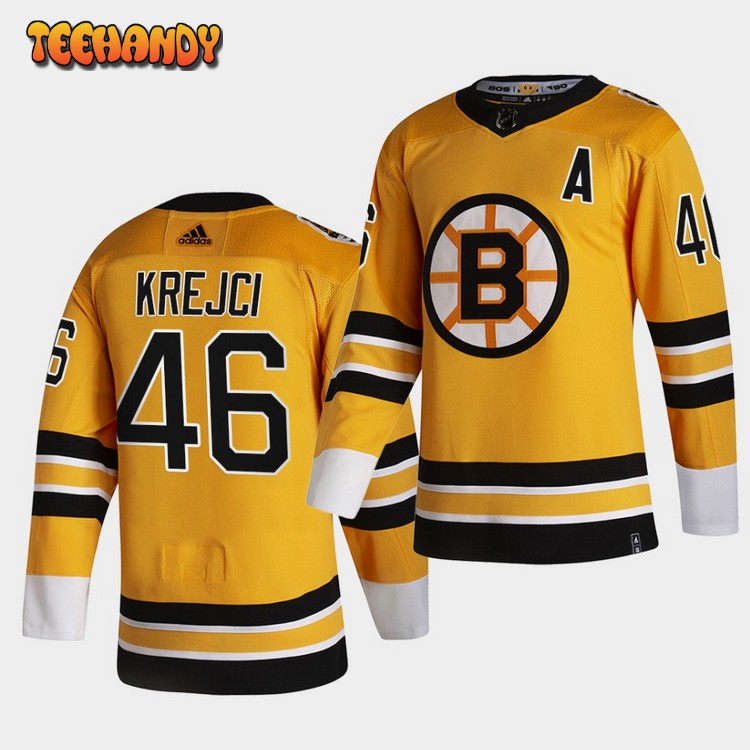 Boston Bruins David Krejci 2021 Reverse Retro Gold Authentic Jersey