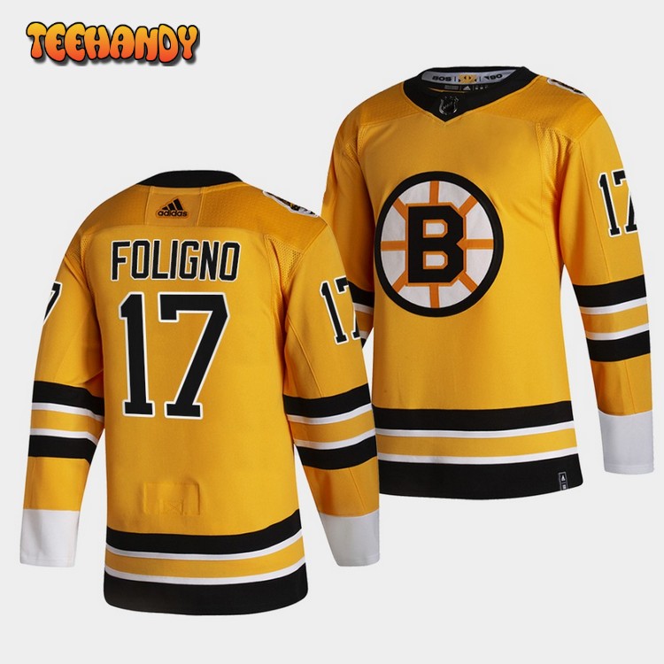 Boston Bruins Nick Foligno 2021 Reverse Retro Gold Jersey