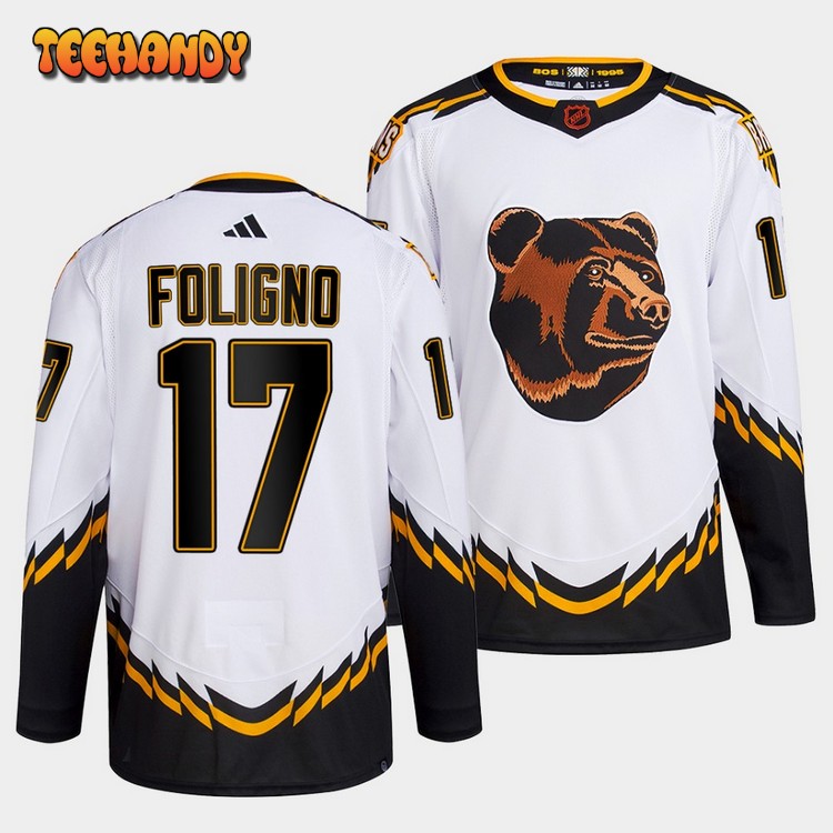 Boston Bruins Nick Foligno 2022 Reverse Retro 2.0 White Primegreen Jersey