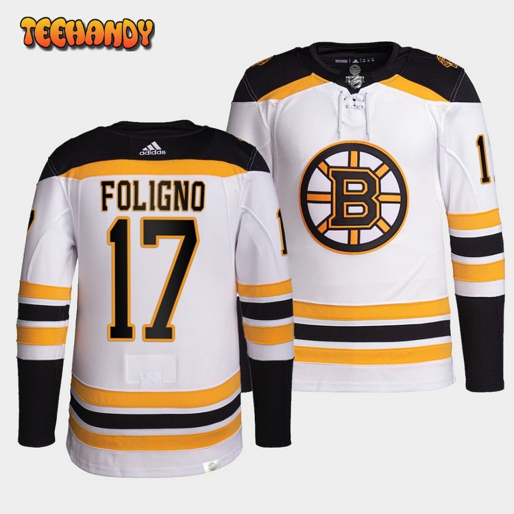 Boston Bruins Nick Foligno Away White Jersey