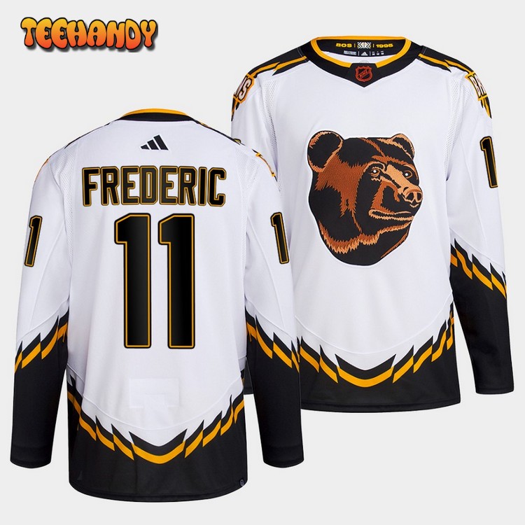 Boston Bruins Trent Frederic 2022 Reverse Retro 2.0 White Jersey