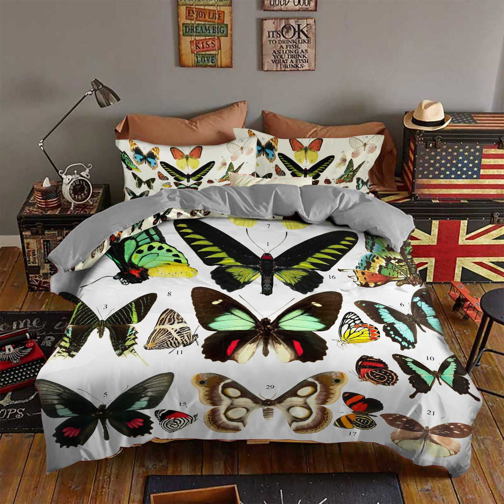 Butterflies Exhibition Bed Sheets Duvet Cover Bedding Sets