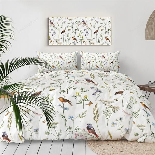 Butterfly Birds Floral Bed Sheets Duvet Cover Bedding Sets