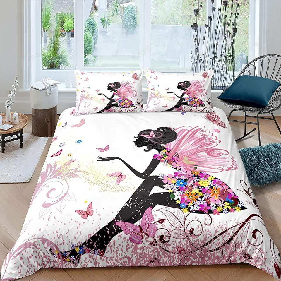 Butterfly With Girl Bed Sheets Duvet Cover Bedding Sets