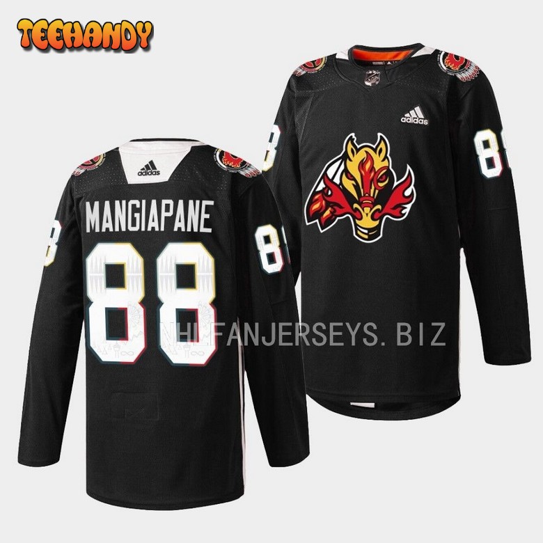 Calgary Flames Andrew Mangiapane 2023 Indigenous Black Jersey