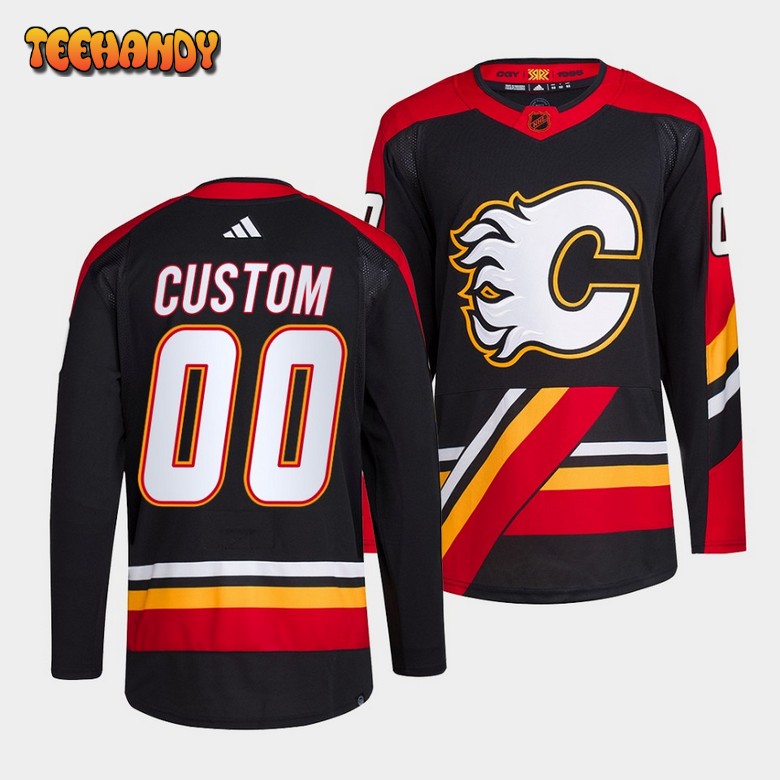 Calgary Flames Custom Reverse Black Jersey