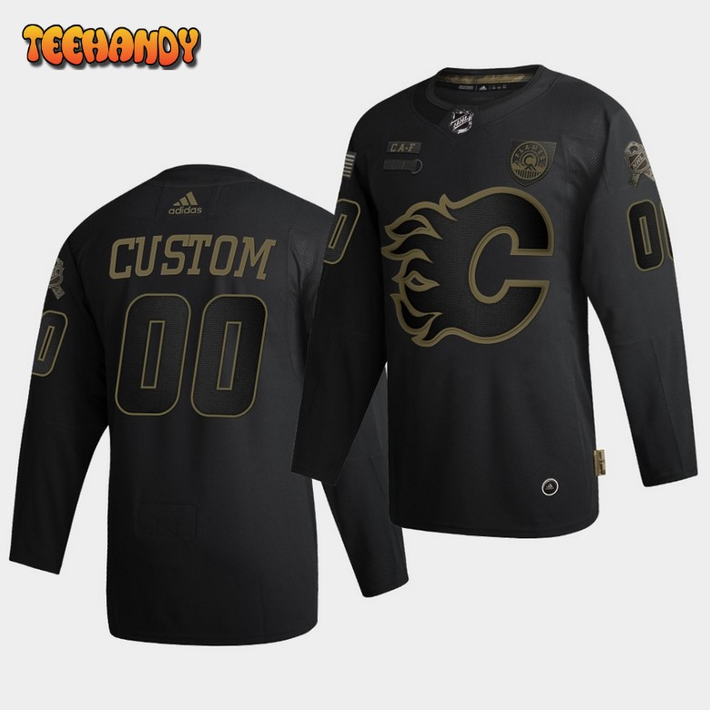 Calgary Flames Custom Salute To Service Black Jersey