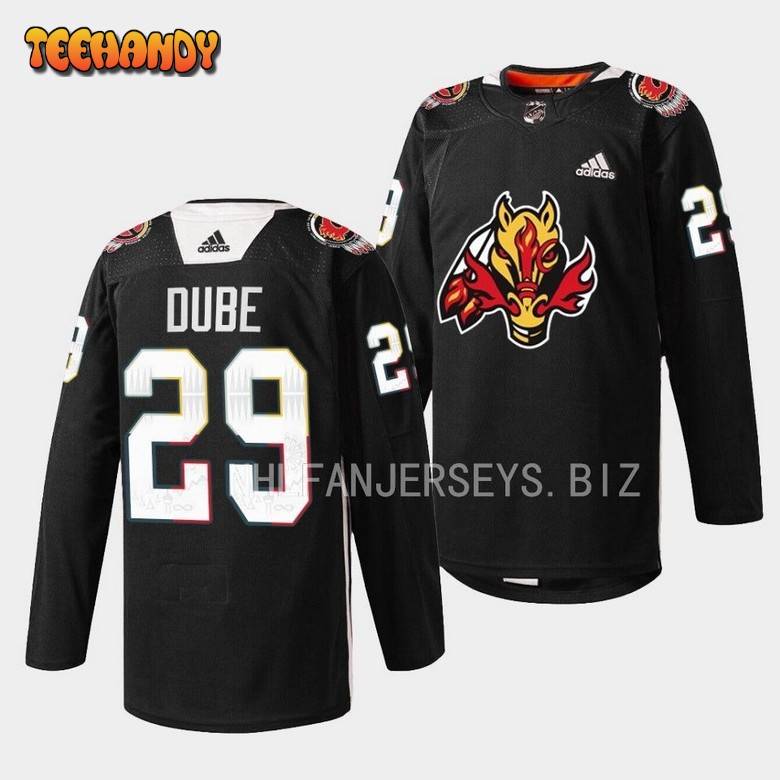 Calgary Flames Dillon Dube 2023 Indigenous Black Jersey