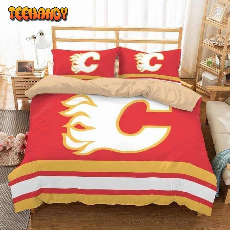 Calgary Flames Duvet Cover Bedding Set