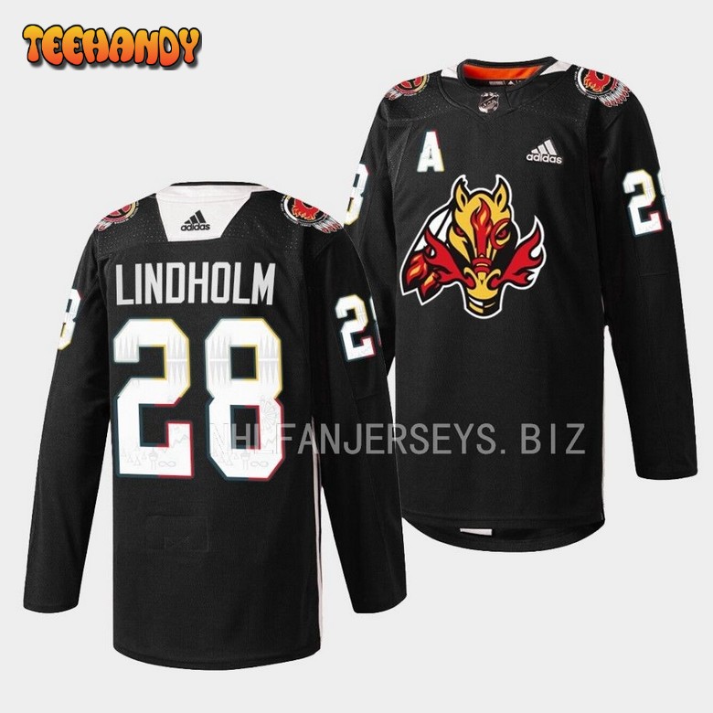 Calgary Flames Elias Lindholm 2023 Indigenous Black Jersey