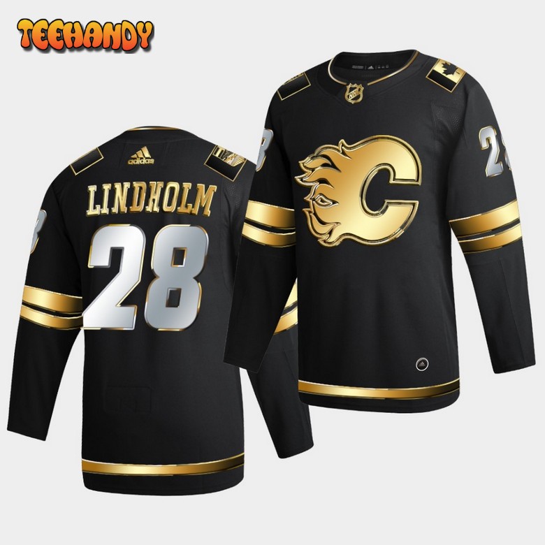 Calgary Flames Elias Lindholm Golden Edition Limited Black Jersey