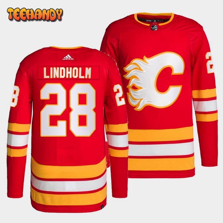 Calgary Flames Elias Lindholm Home Red Jersey