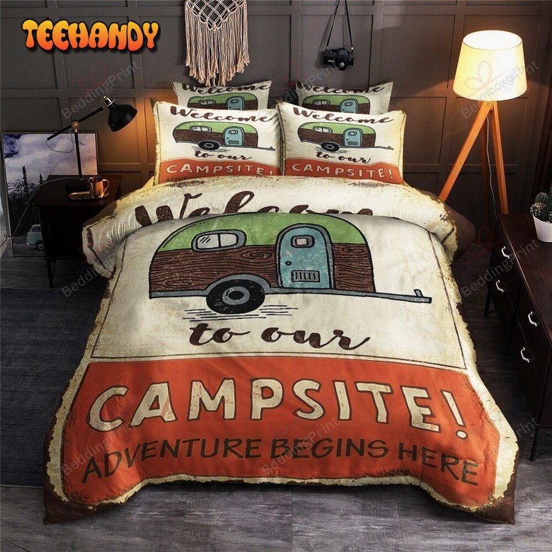 Camper Welcome To Our Campsite Bed Sheets Duvet Cover Bedding Sets