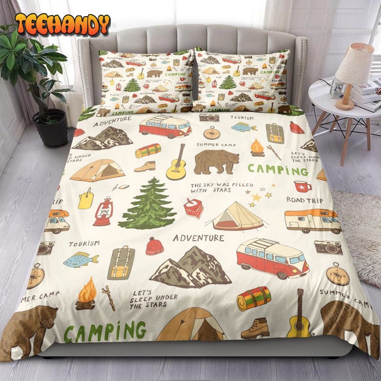 Camping Bear Bedding Set Bed Sheets Duvet Cover Bedding Sets