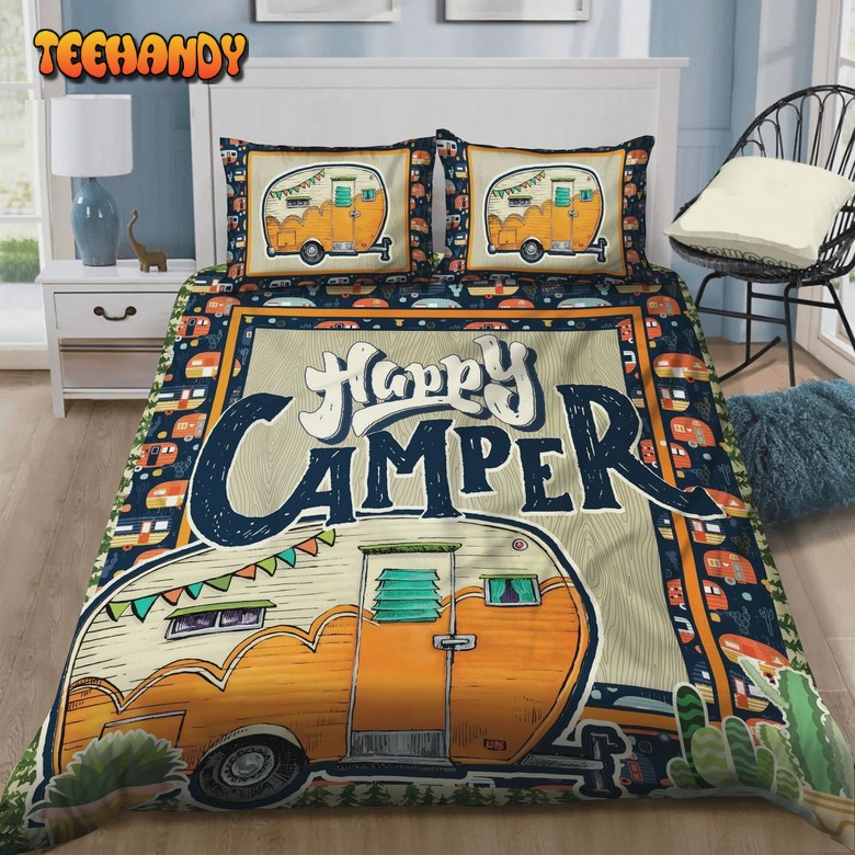 Camping Being A Happy Camper Bed Sheets Duvet Cover Bedding Sets