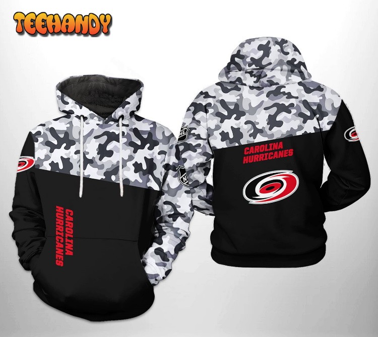 Carolina Hurricanes NHL Camo Veteran 3D Printed HoodieZipper Hoodie