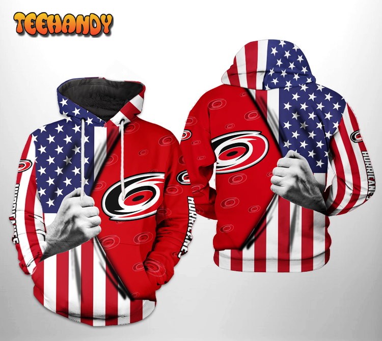 Carolina Hurricanes NHL US FLag 3D Printed HoodieZipper Hoodie