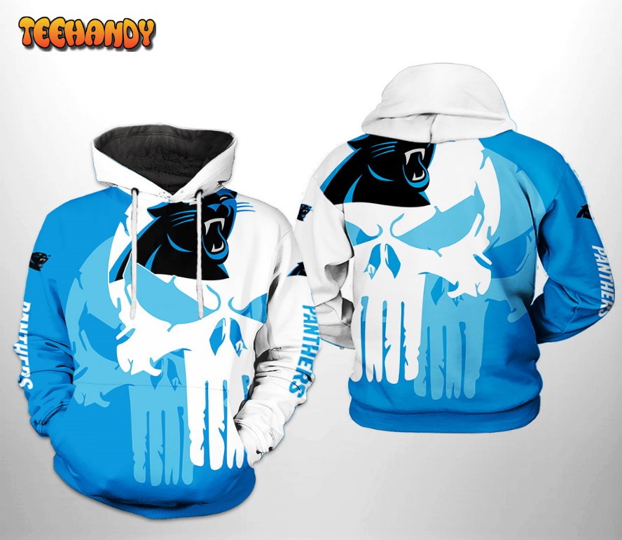 Carolina Panthers NFL Team Skull 3D Printed HoodieZipper Hoodie