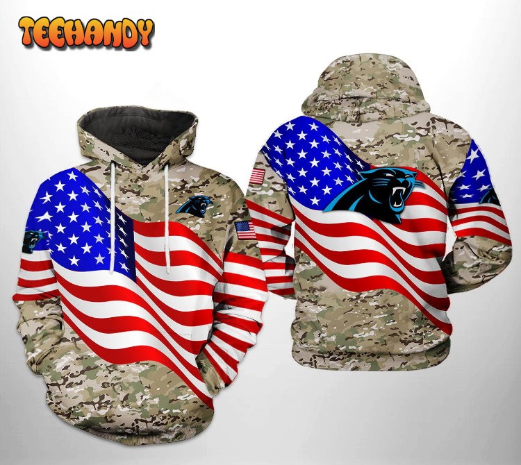 Carolina Panthers NFL US Flag Camo Veteran Team 3D Printed Hoodie