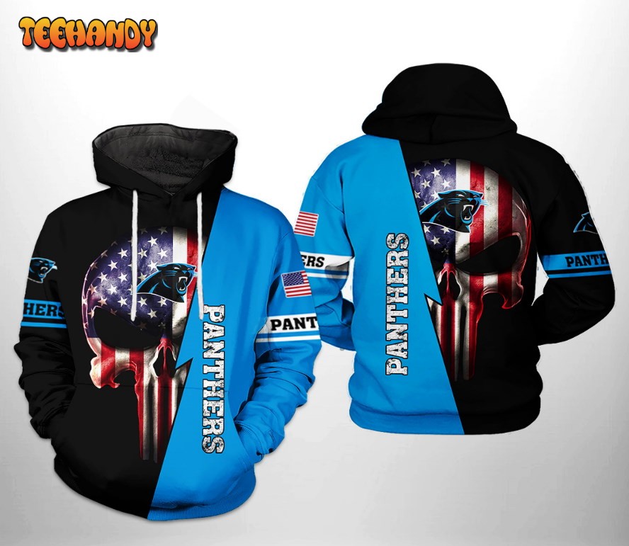 Carolina Panthers NFL US Flag Skull Team 3D Printed HoodieZipper Hoodie