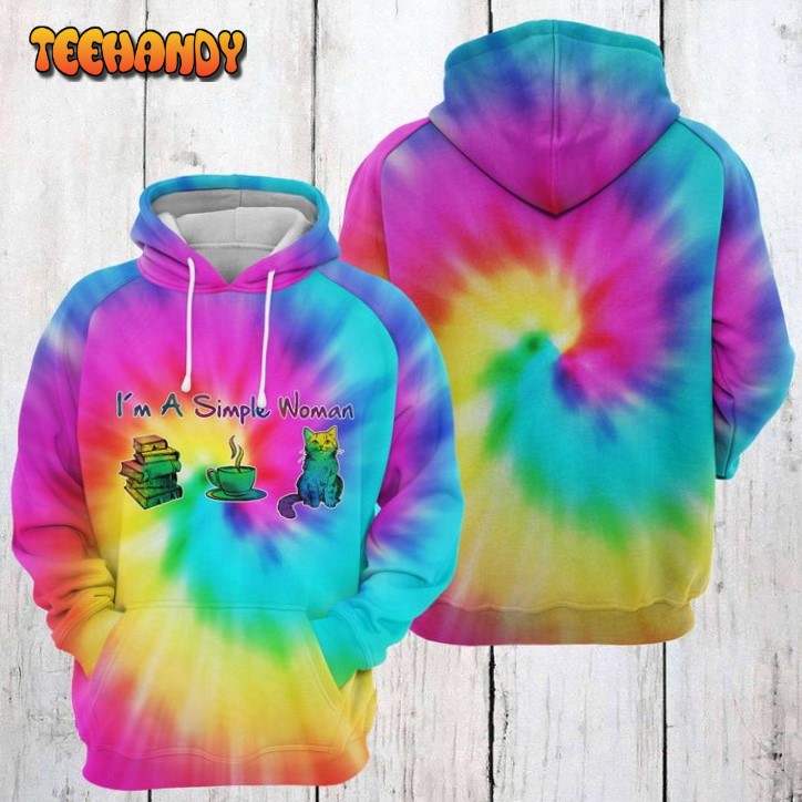 Cat Book Tie Dye 3D Printed HoodieZipper Hoodie