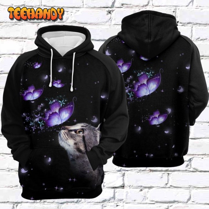 Cat Butterfly 3D Printed HoodieZipper Hoodie