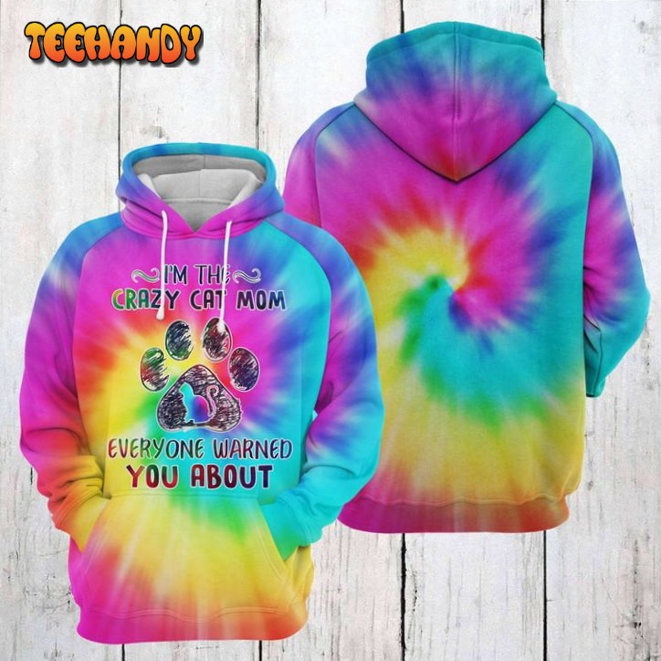 Cat Mom Tie Dye 3D Printed HoodieZipper Hoodie