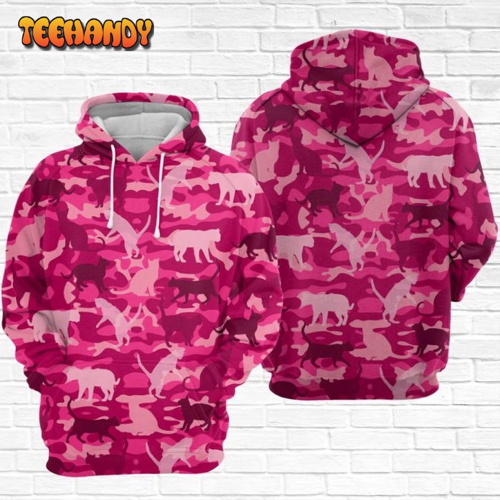 Cat Pink Camo Pattern 3D Printed HoodieZipper Hoodie