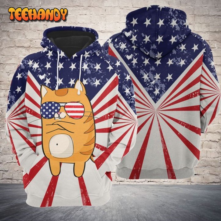 Cat Us Flag 3D Printed HoodieZipper Hoodie