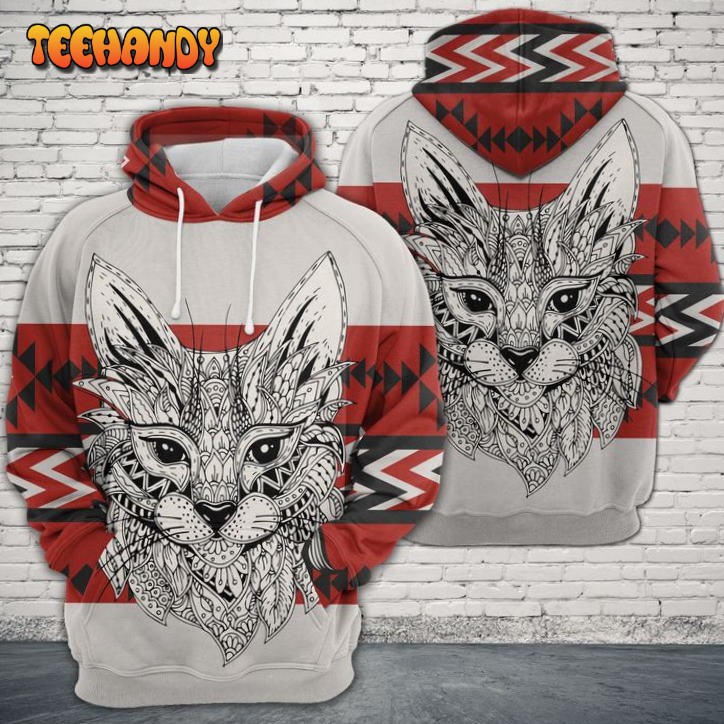 Cat Zentangle Native Pattern 3D Printed HoodieZipper Hoodie