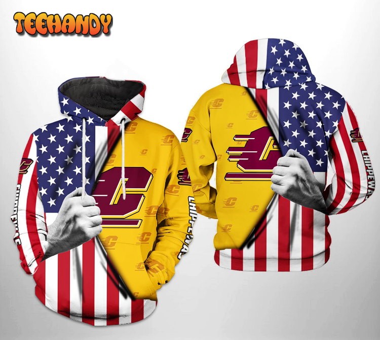 Central Michigan Chippewas NCAA US FLag 3D Printed Hoodie