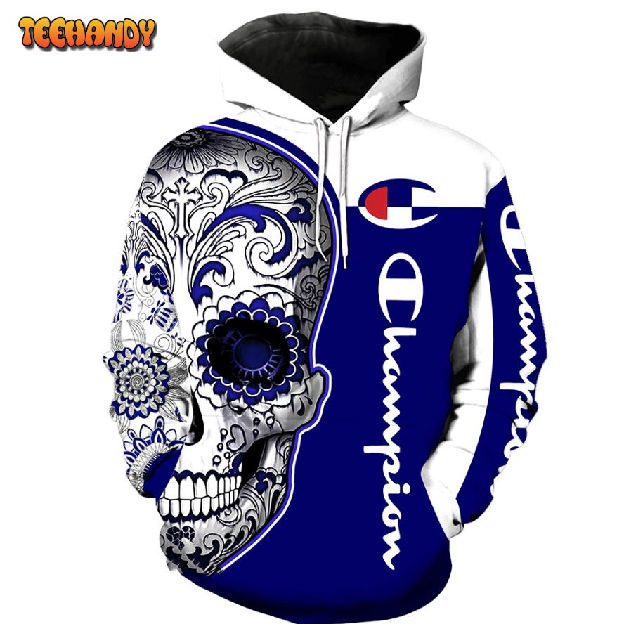 Champion Sugal Skull 3D Printed HoodieZipper Hoodie