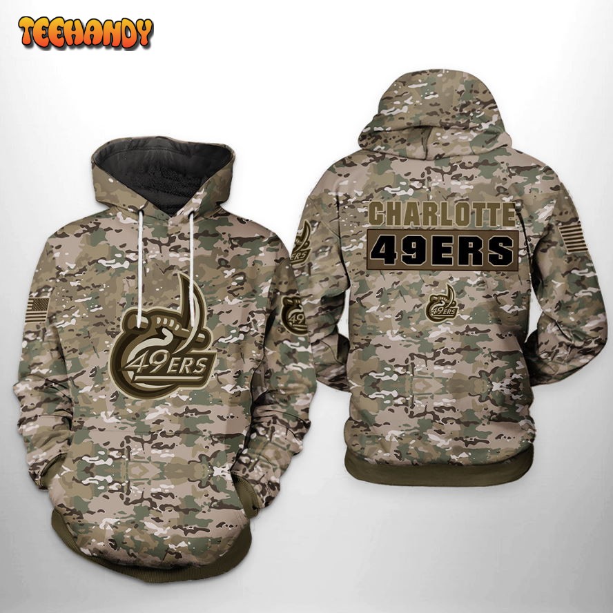 Charlotte 49ers NCAA Camo Veteran 3D Printed HoodieZipper Hoodie