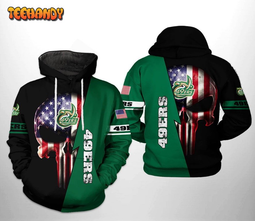 Charlotte 49ers NCAA US Flag Skull 3D Printed HoodieZipper Hoodie