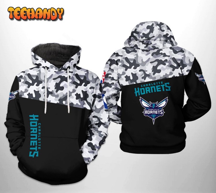 Charlotte Hornets NBA Camo Veteran Team 3D Printed Hoodie