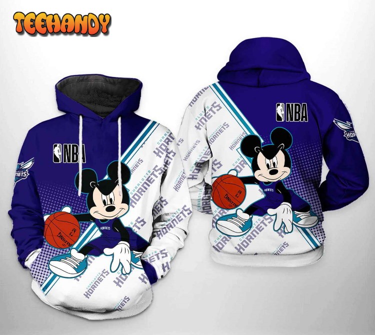 Charlotte Hornets NBA Mickey 3D Printed HoodieZipper Hoodie