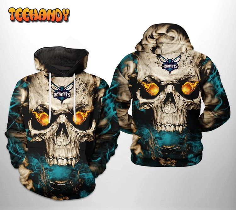 Charlotte Hornets NBA Skull 3D Printed HoodieZipper Hoodie